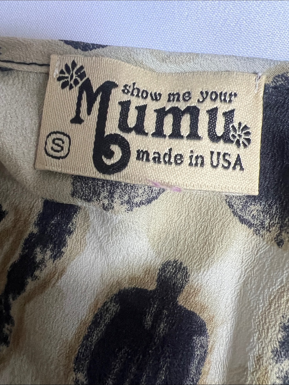 Show Me Your‎ Mumu Tan/Black Bell Sleeve Blouse Maximalist Concert Statement - Picture 7 of 9